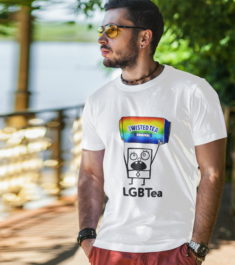 Doodlebob Holding Rainbow Twisted Tea Original LGBTea Pride LGBTQ+ T-Shirt