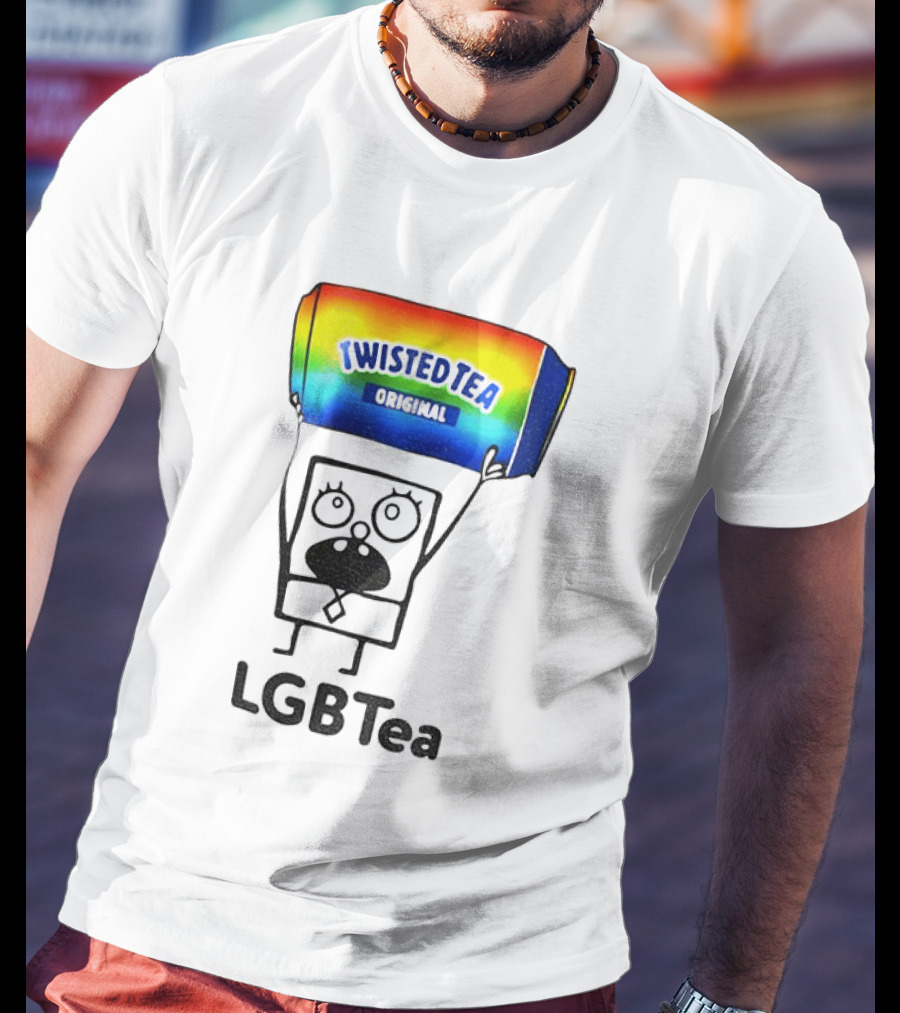 Doodlebob Holding Rainbow Twisted Tea Original LGBTea Pride LGBTQ+ T-Shirt