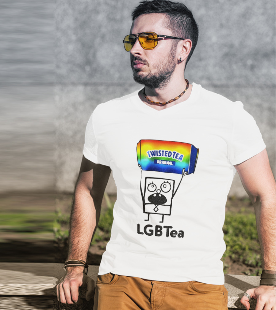Doodlebob Holding Rainbow Twisted Tea Original LGBTea Pride LGBTQ+ T-Shirt