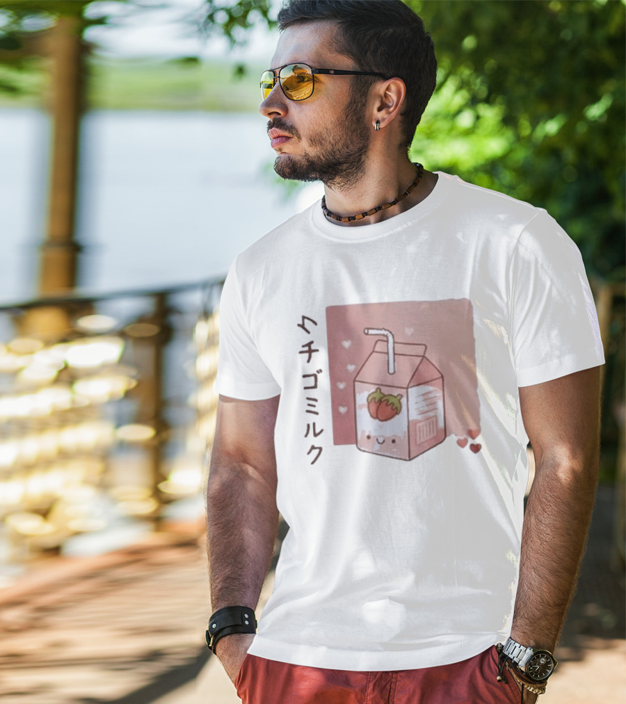 Strawberry Milk Kawaii Cartoon Fight Or Flight Lucas Reyes T-Shirt