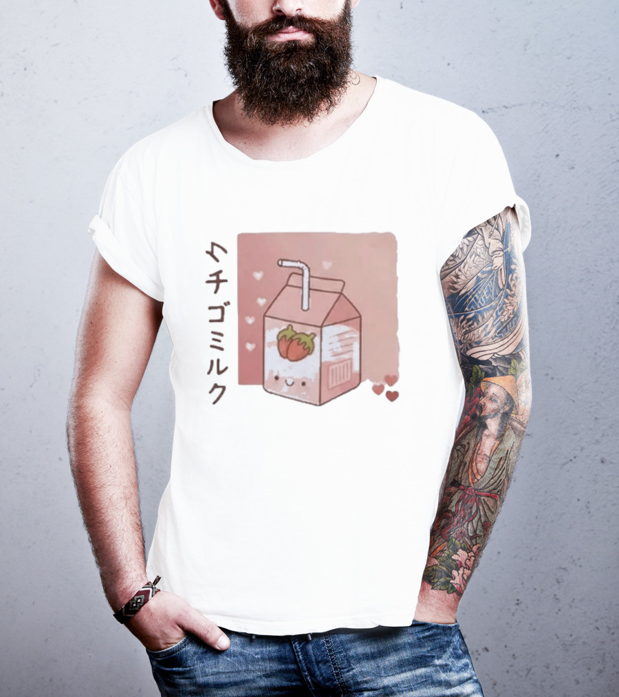 Strawberry Milk Kawaii Cartoon Fight Or Flight Lucas Reyes T-Shirt