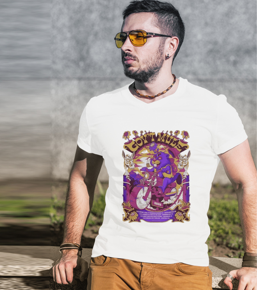 Gov't Mule Summer Tour 2026 Psychedelic Bear Riding Motorcycle Concert Dates And Locations T-Shirt