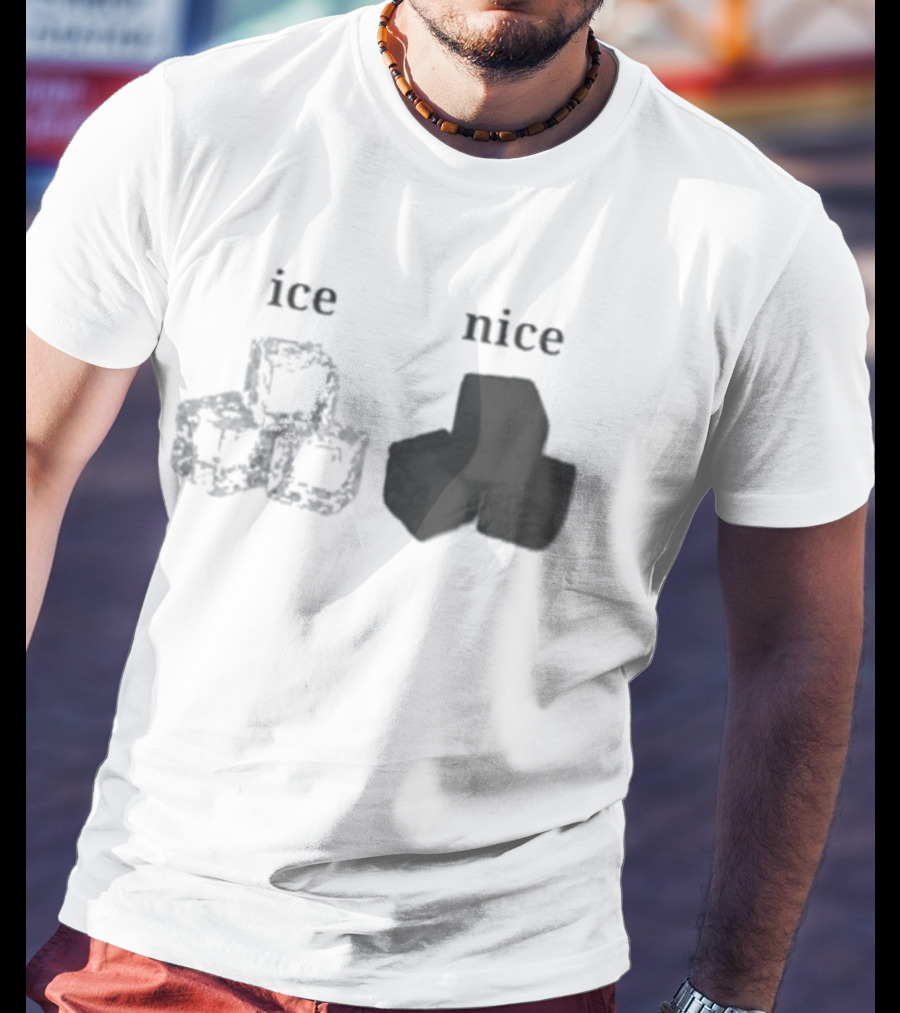 Ice Vs Nice Cubes Playful Word T-Shirt