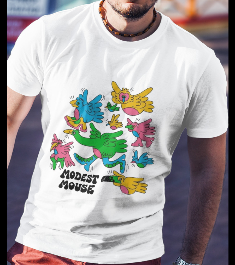 Modest Mouse Colorful Birds Flock T-Shirt