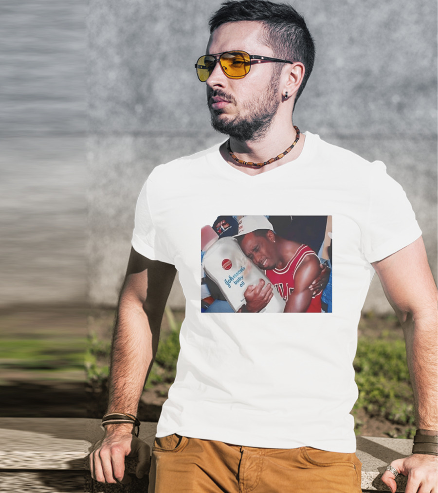 P.Diddy Crying Meme Johnson's Baby Oil Bulls Jersey T-Shirt
