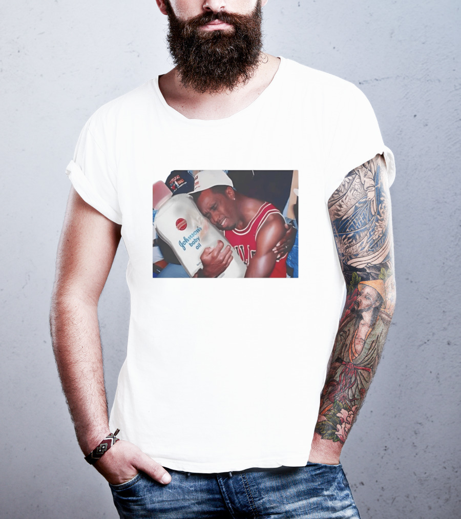 P.Diddy Crying Meme Johnson's Baby Oil Bulls Jersey T-Shirt