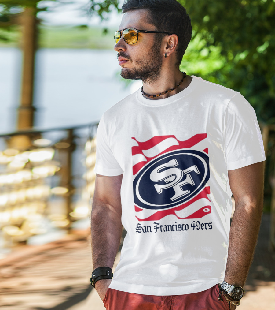 San Francisco 49ers SF Flag Heritage Wordmark T-Shirt