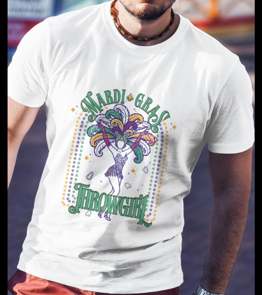 Mardi Gras Throw Girl Feather Dance Costume Celebration T-Shirt