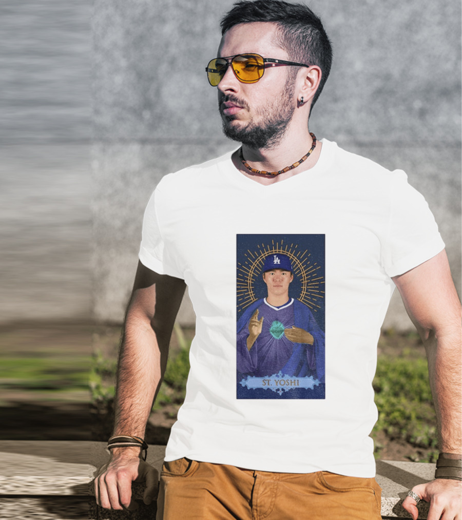 Yoshinobu Yamamoto Dodgers St. Yoshi Halo Icon MLB T-Shirt