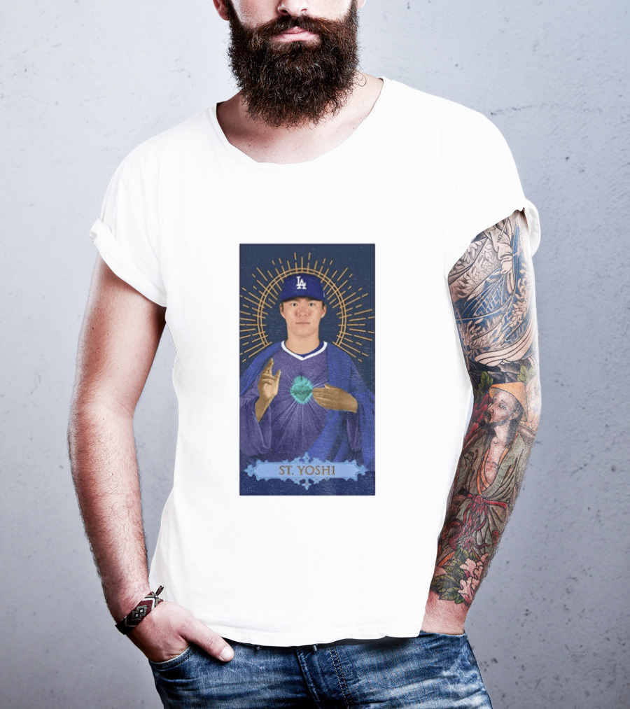 Yoshinobu Yamamoto Dodgers St. Yoshi Halo Icon MLB T-Shirt