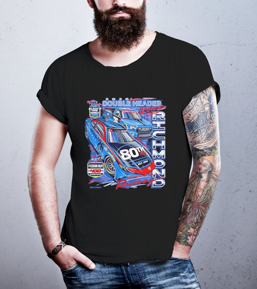 2026 Richmond Raceway Double Header Weekend 80th Anniversary Black Tire 250 Cook Out 400 T-Shirt