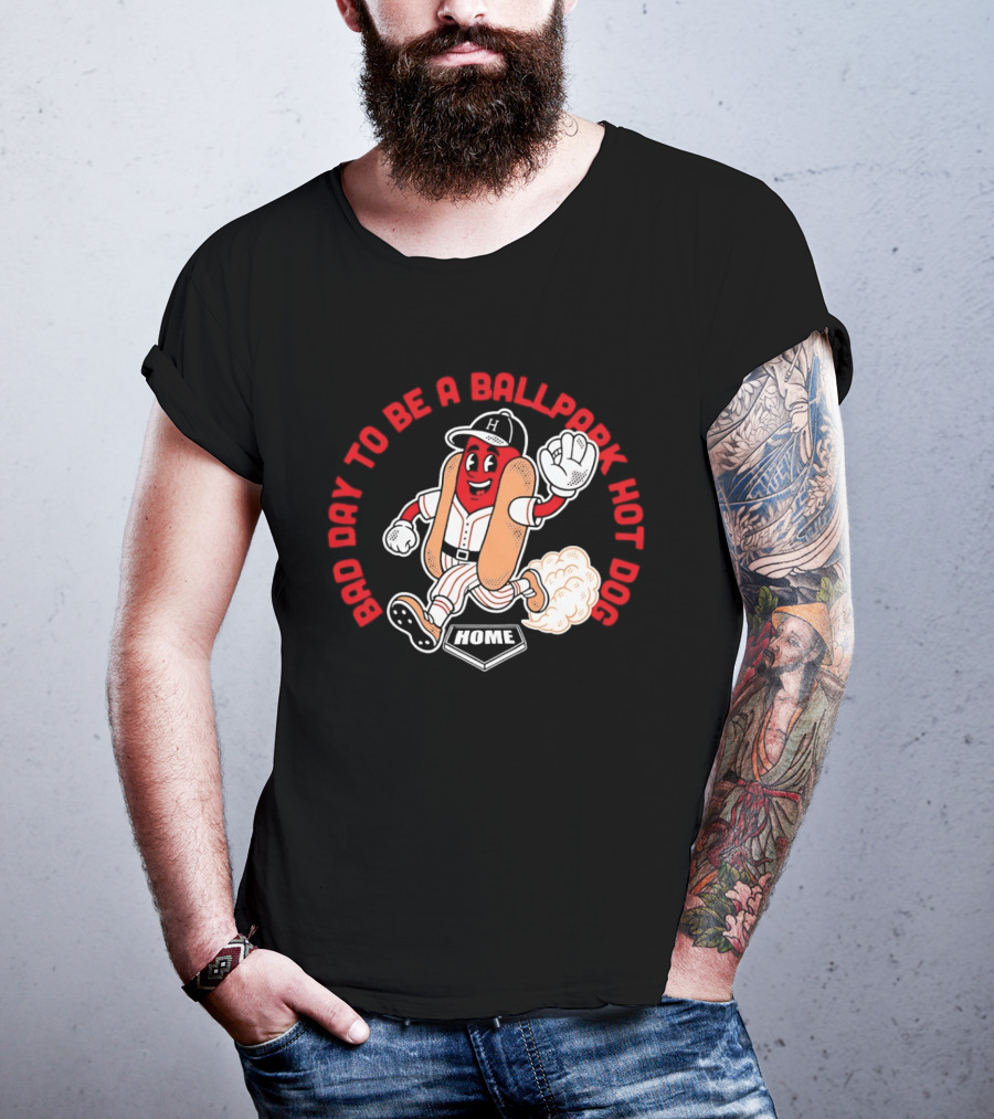 Bad Day To Be A Ballpark Hot Dog Cleveland Baseball Cartoon T-Shirt