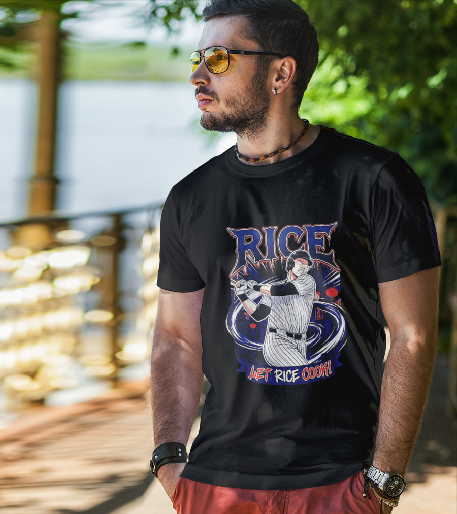 Rice Let Rice Cook New York Yankees Baseball Cartoon T-Shirt