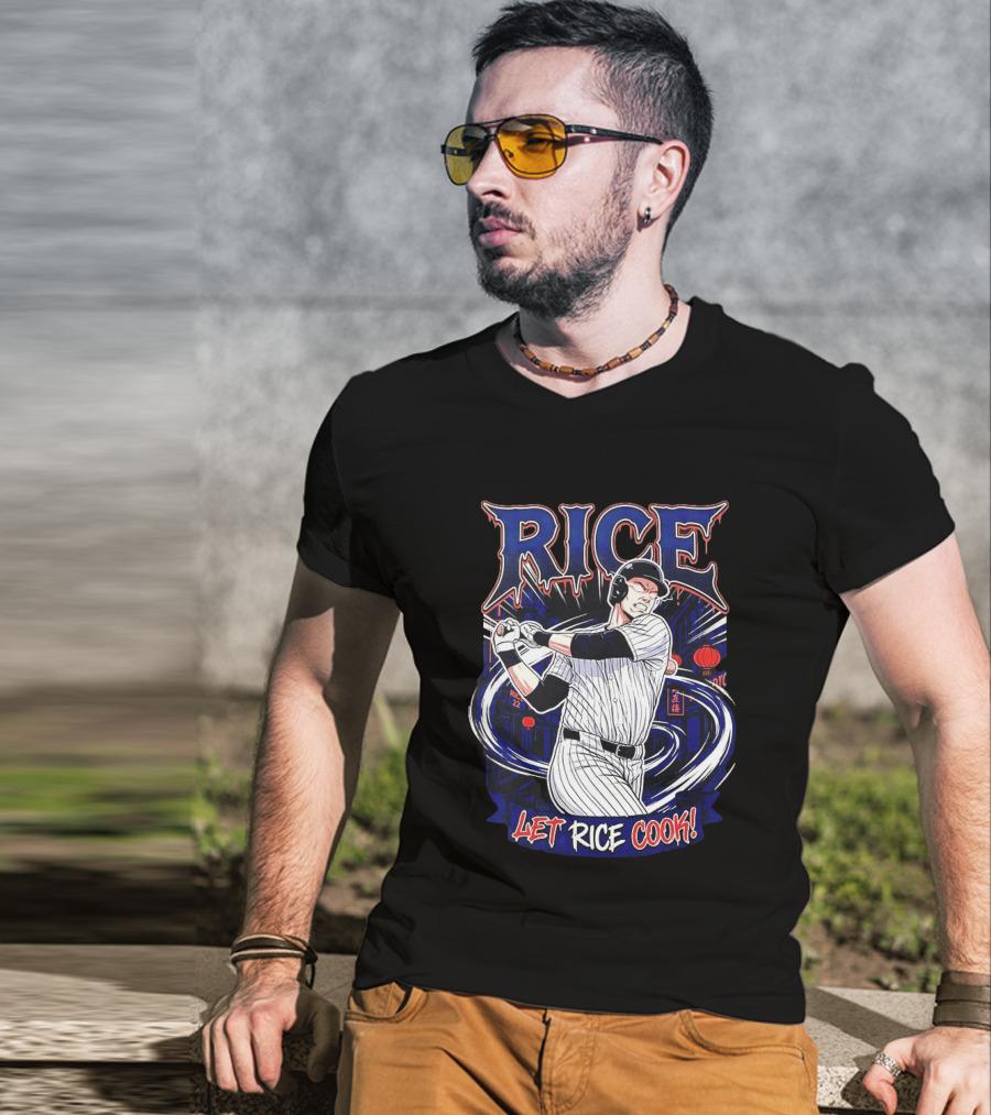 Rice Let Rice Cook New York Yankees Baseball Cartoon T-Shirt