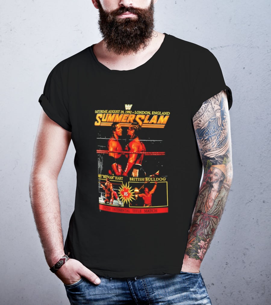 WWF SummerSlam 1992 Bret Hart Vs British Bulldog London England T-Shirt
