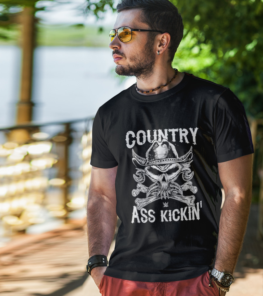 WWE Brock Lesnar Country Ass Kickin Cowboy Skull And Crossbones T-Shirt