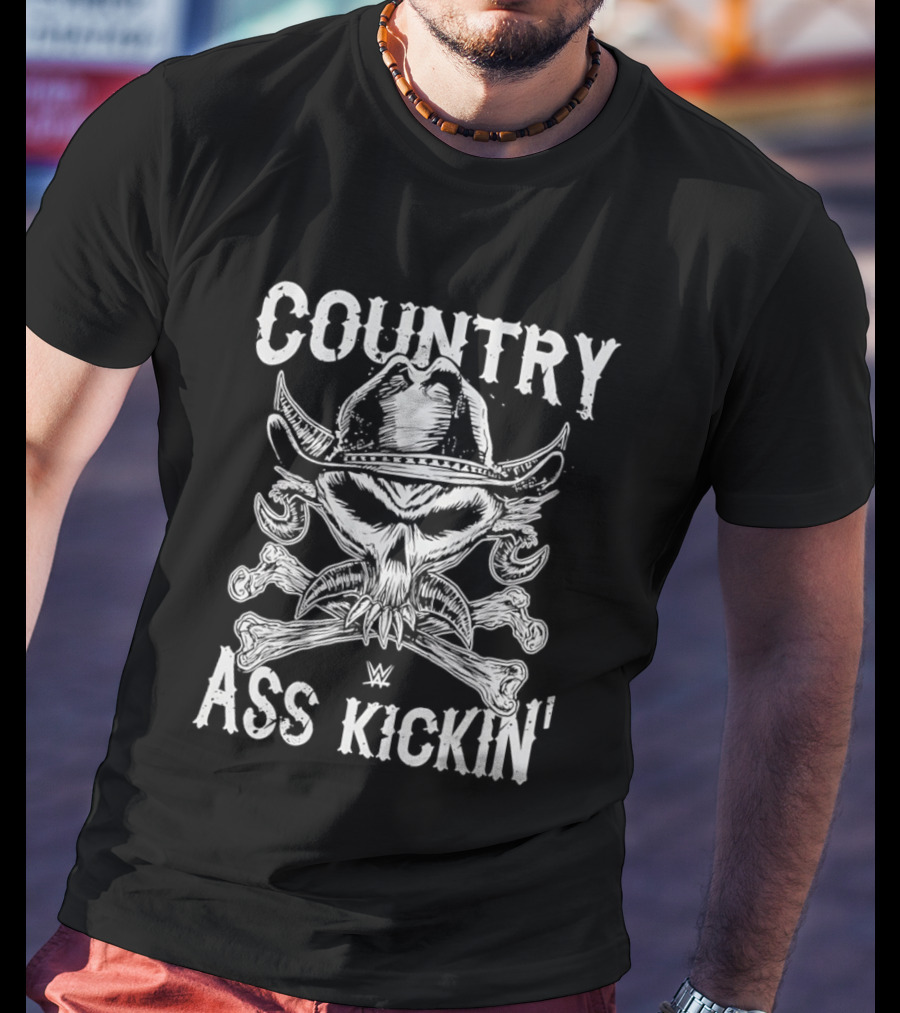 WWE Brock Lesnar Country Ass Kickin Cowboy Skull And Crossbones T-Shirt