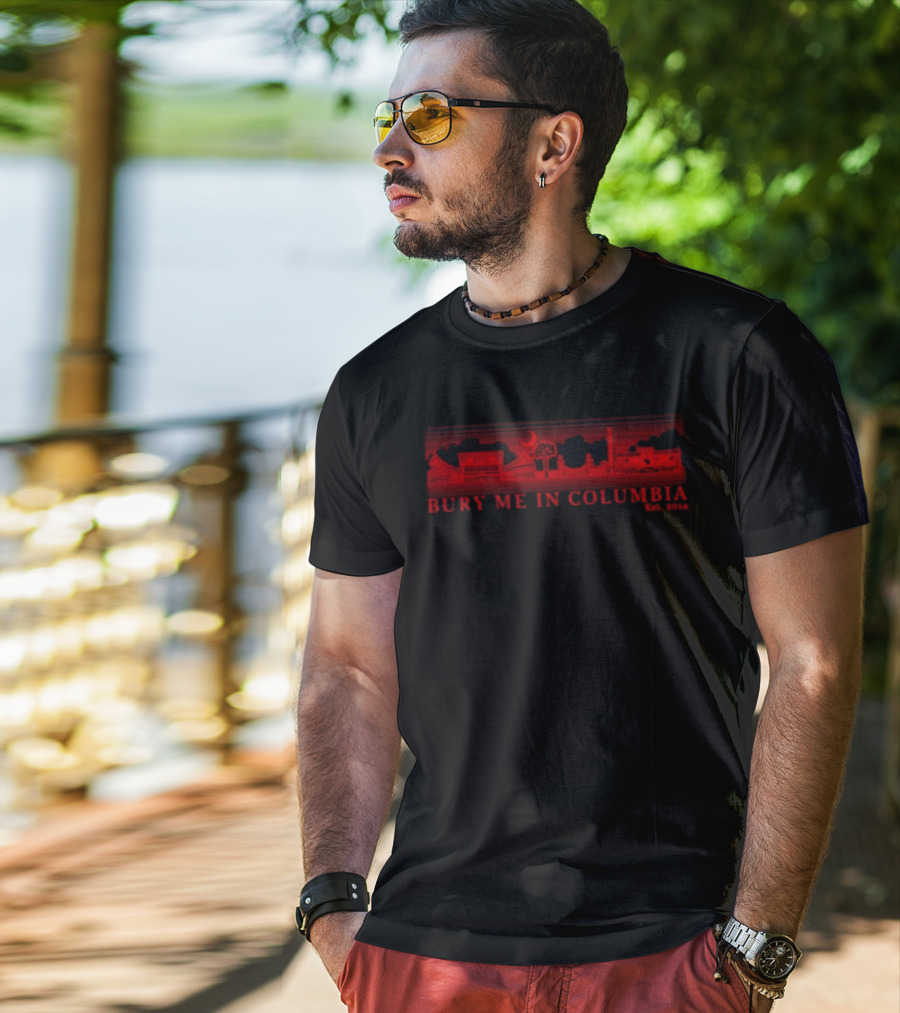 Bury Me In Columbia City Skyline Est 2014 Moon And Trees T-Shirt
