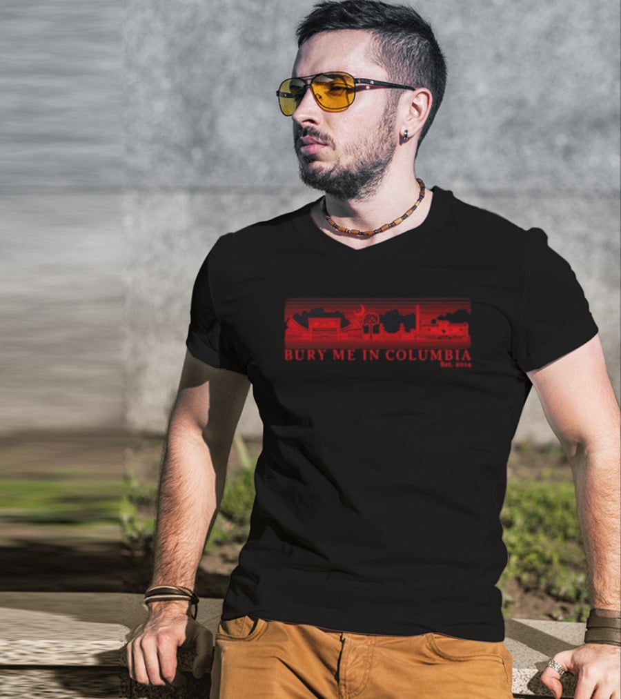Bury Me In Columbia City Skyline Est 2014 Moon And Trees T-Shirt
