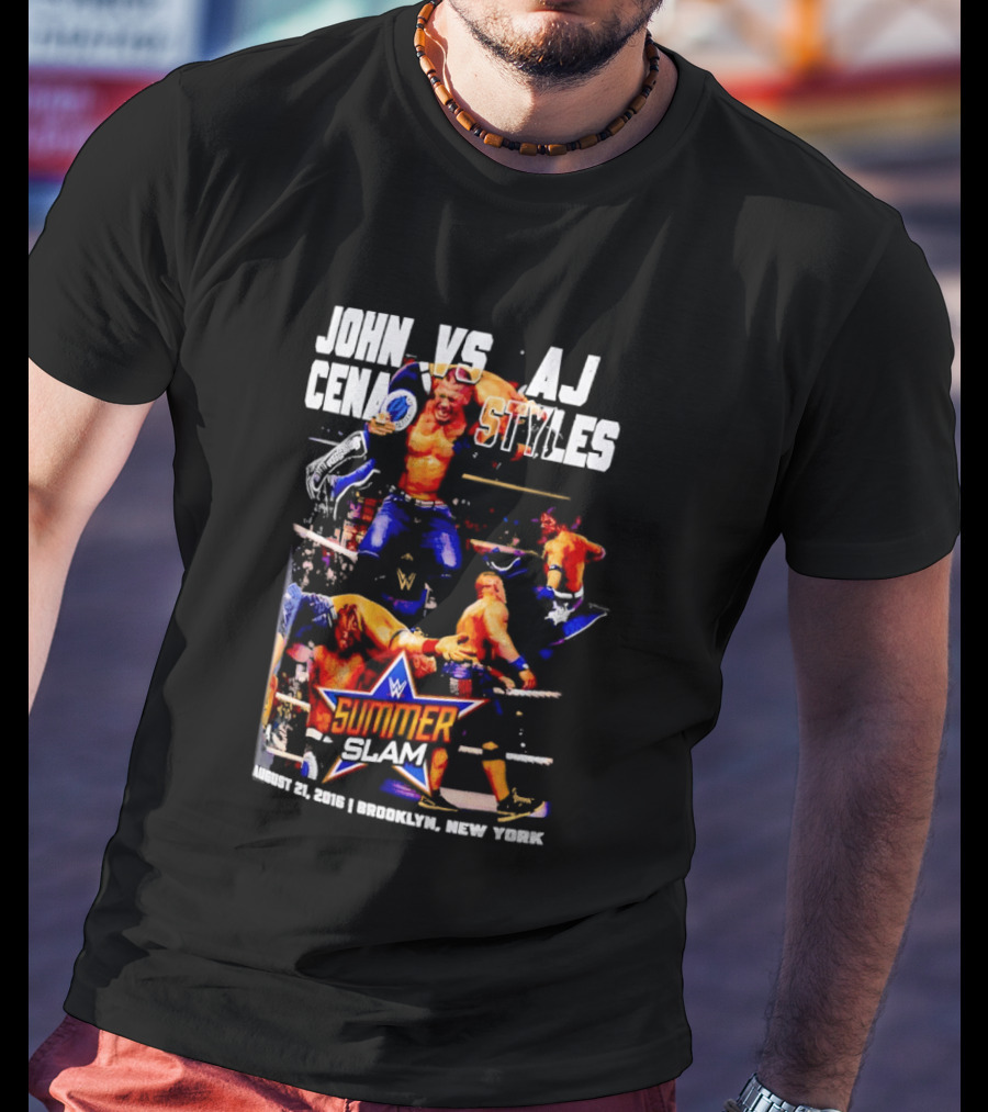 John Cena Vs AJ Styles WWE SummerSlam 2016 Barclays Center August 21 Brooklyn New York T-Shirt