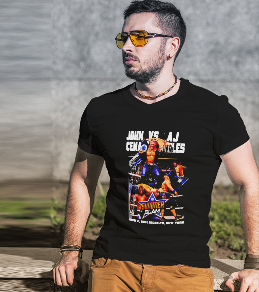 John Cena Vs AJ Styles WWE SummerSlam 2016 Barclays Center August 21 Brooklyn New York T-Shirt