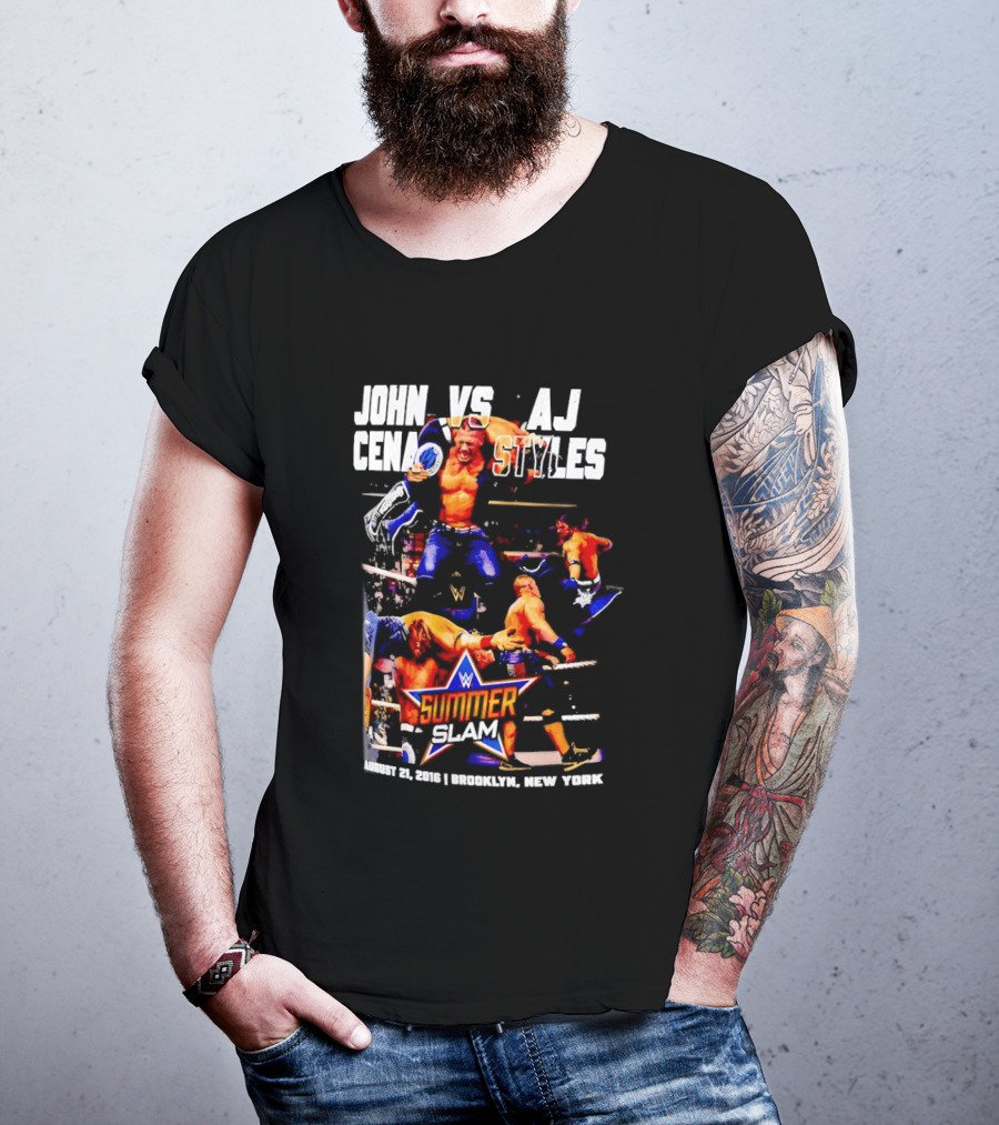 John Cena Vs AJ Styles WWE SummerSlam 2016 Barclays Center August 21 Brooklyn New York T-Shirt