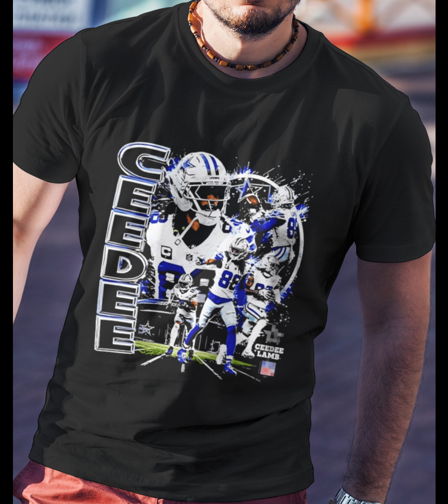 CeeDee Lamb No 88 Dallas Cowboys Collage Player Action T-Shirt