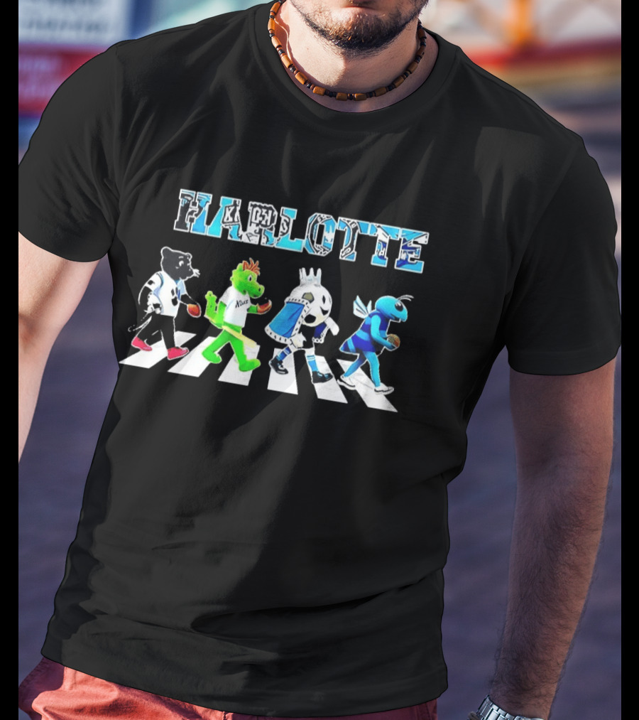 Charlotte Sports Teams Mascots Crossing Abbey Road T-Shirt