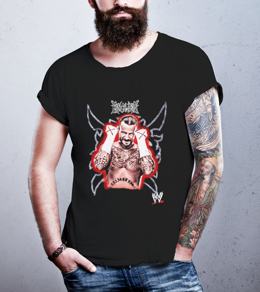 Ken Carson CM Punk WWE Logo Tattooed MMA Fighter T-Shirt