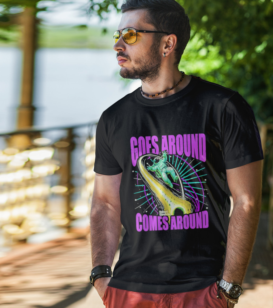 Goes Around Comes Around Astronaut Floating Space Retro Aesthetic T-Shirt