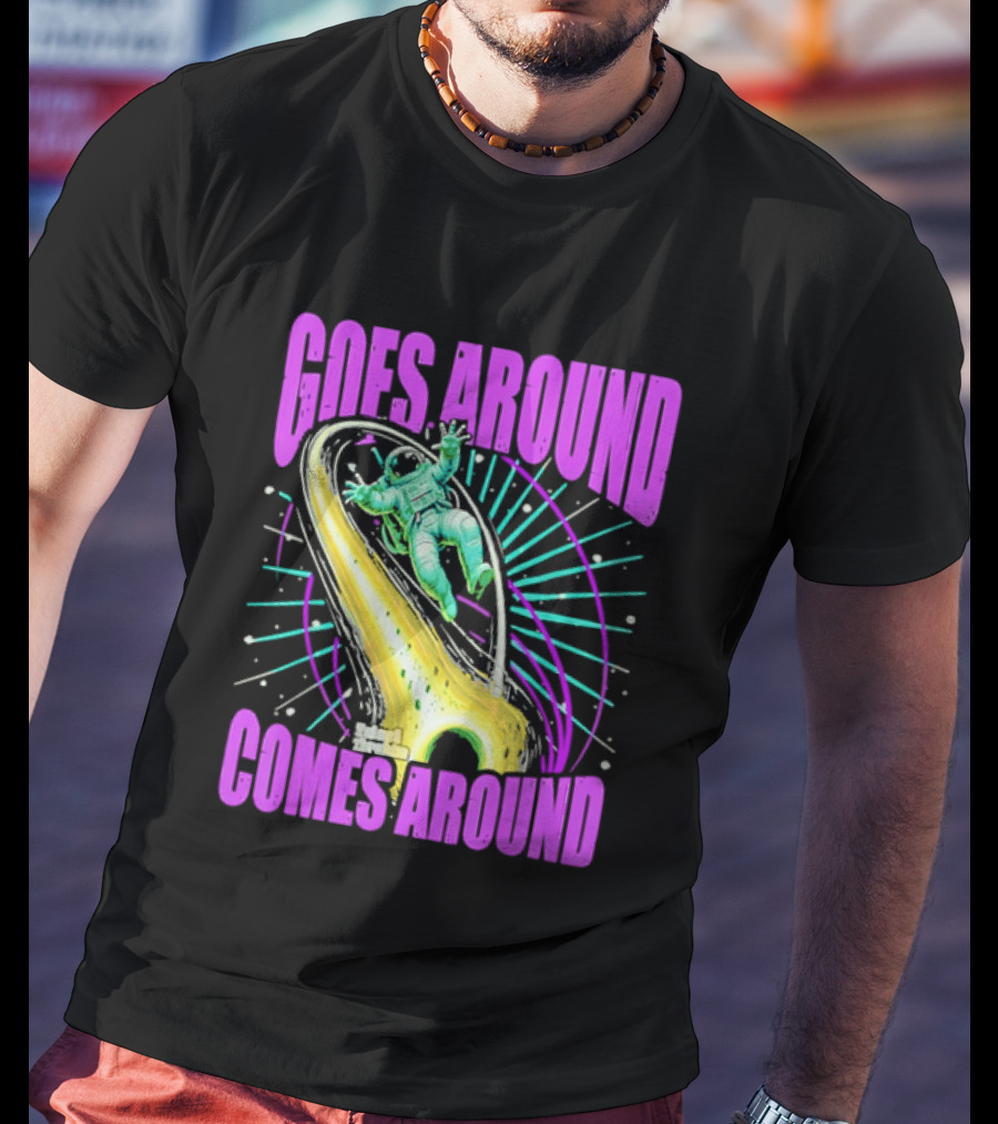 Goes Around Comes Around Astronaut Floating Space Retro Aesthetic T-Shirt
