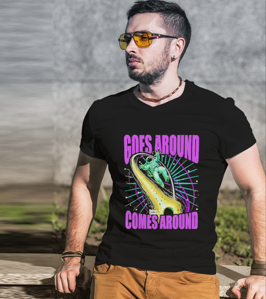 Goes Around Comes Around Astronaut Floating Space Retro Aesthetic T-Shirt