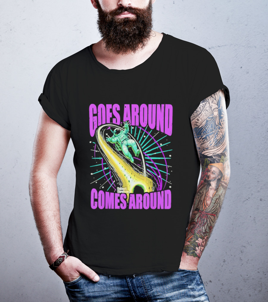 Goes Around Comes Around Astronaut Floating Space Retro Aesthetic T-Shirt