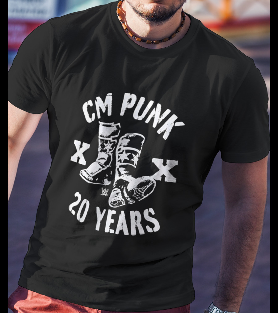 CM Punk 20 Years WWE Boots XX T-Shirt
