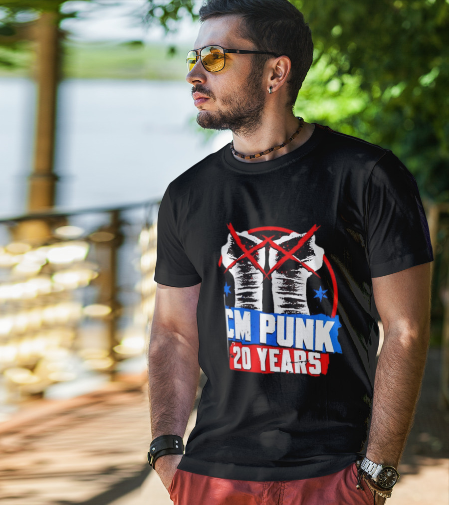 CM Punk 20 Years WWE Fists T-Shirt