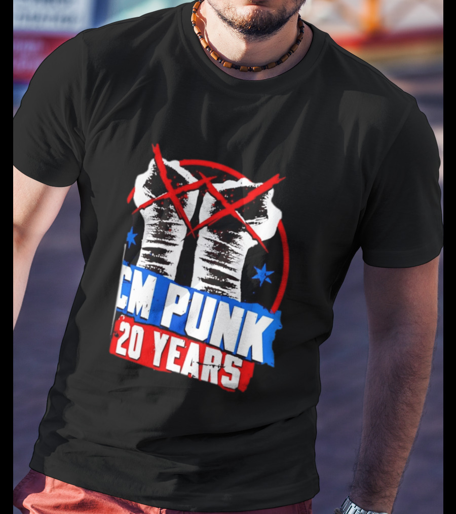 CM Punk 20 Years WWE Fists T-Shirt