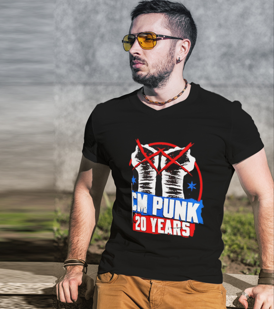 CM Punk 20 Years WWE Fists T-Shirt