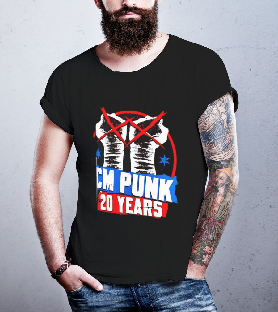 CM Punk 20 Years WWE Fists T-Shirt