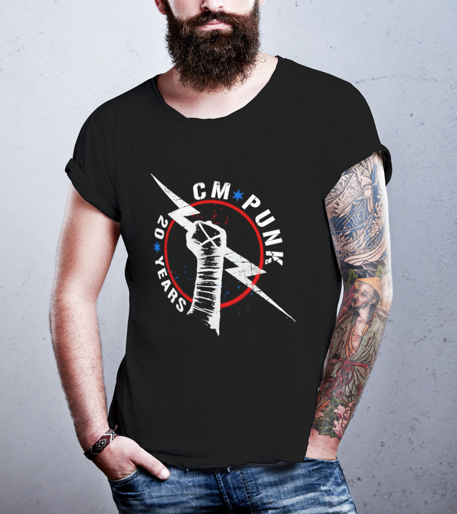 CM Punk 20 Years Lightning Fist WWE T-Shirt