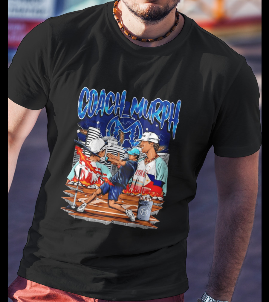 Coach Murph Baseball Training Batting Practice Urban City Flames Philippine Flag T-Shirt