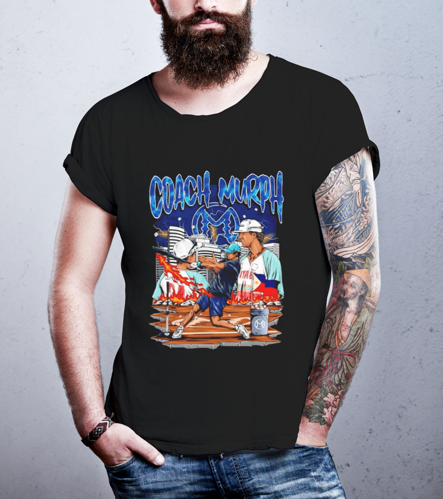 Coach Murph Baseball Training Batting Practice Urban City Flames Philippine Flag T-Shirt