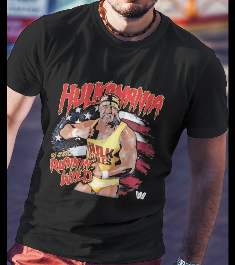 Hulk Hogan Hulkamania Runnin Wild American Flag WWE T-Shirt