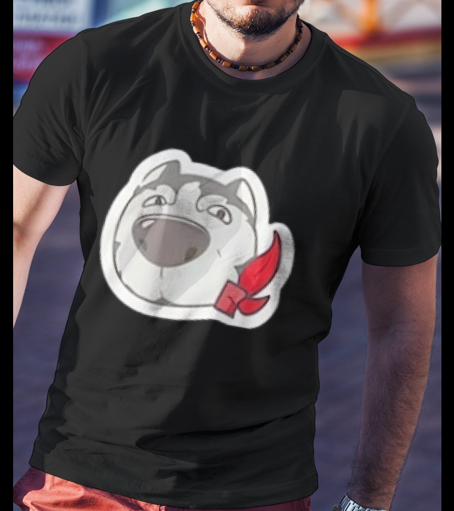 Husky Dog With Red Bandana Puppy Cute Cartoon Face T-Shirt