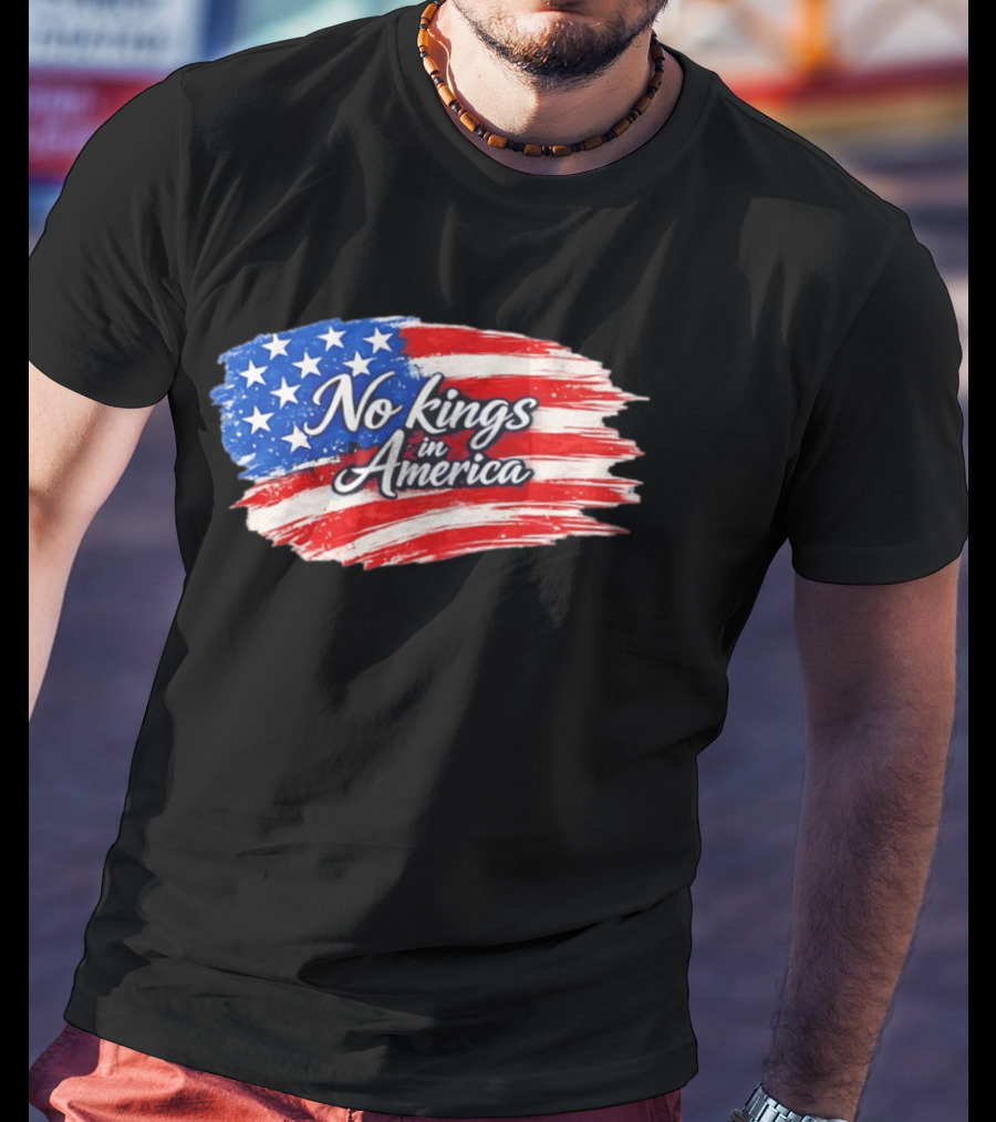 No Kings In America Patriotic Stars And Stripes T-Shirt