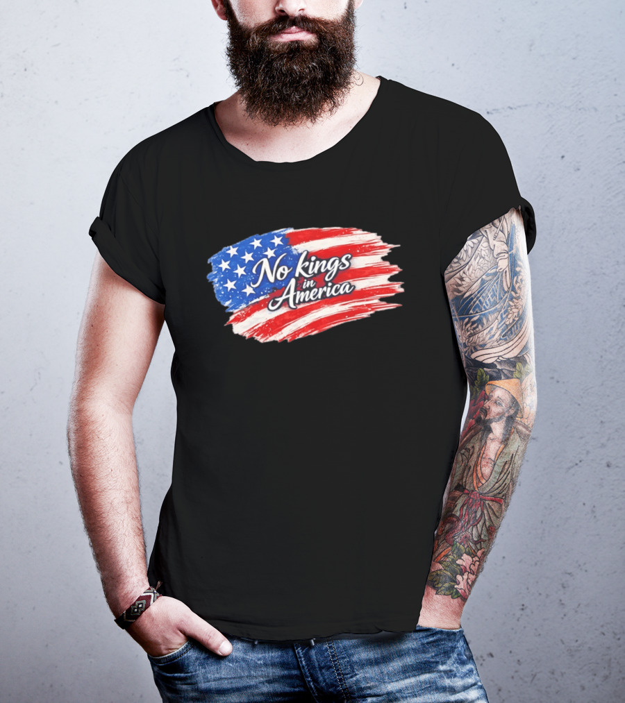 No Kings In America Patriotic Stars And Stripes T-Shirt