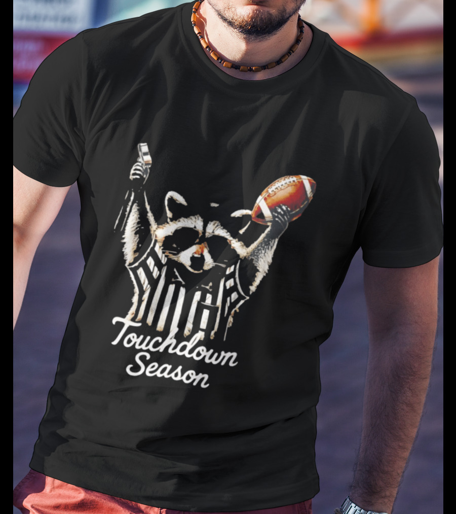 Raccoon Referee Touchdown Season Football Humor T-Shirt