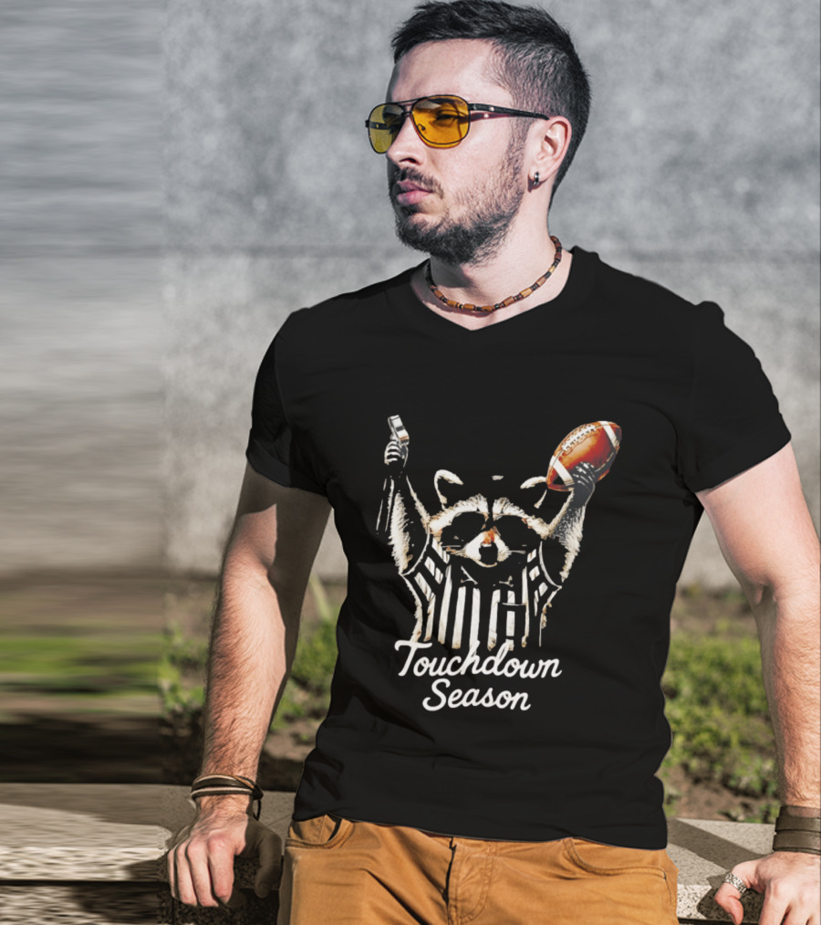 Raccoon Referee Touchdown Season Football Humor T-Shirt