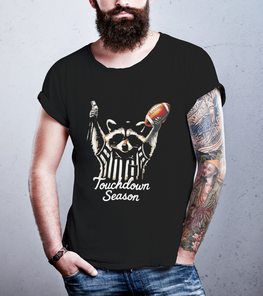 Raccoon Referee Touchdown Season Football Humor T-Shirt