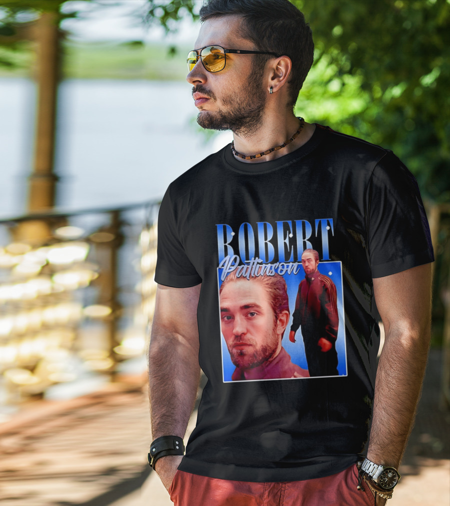 Robert Pattinson Standing Meme Blue Adidas Tracksuit T-Shirt