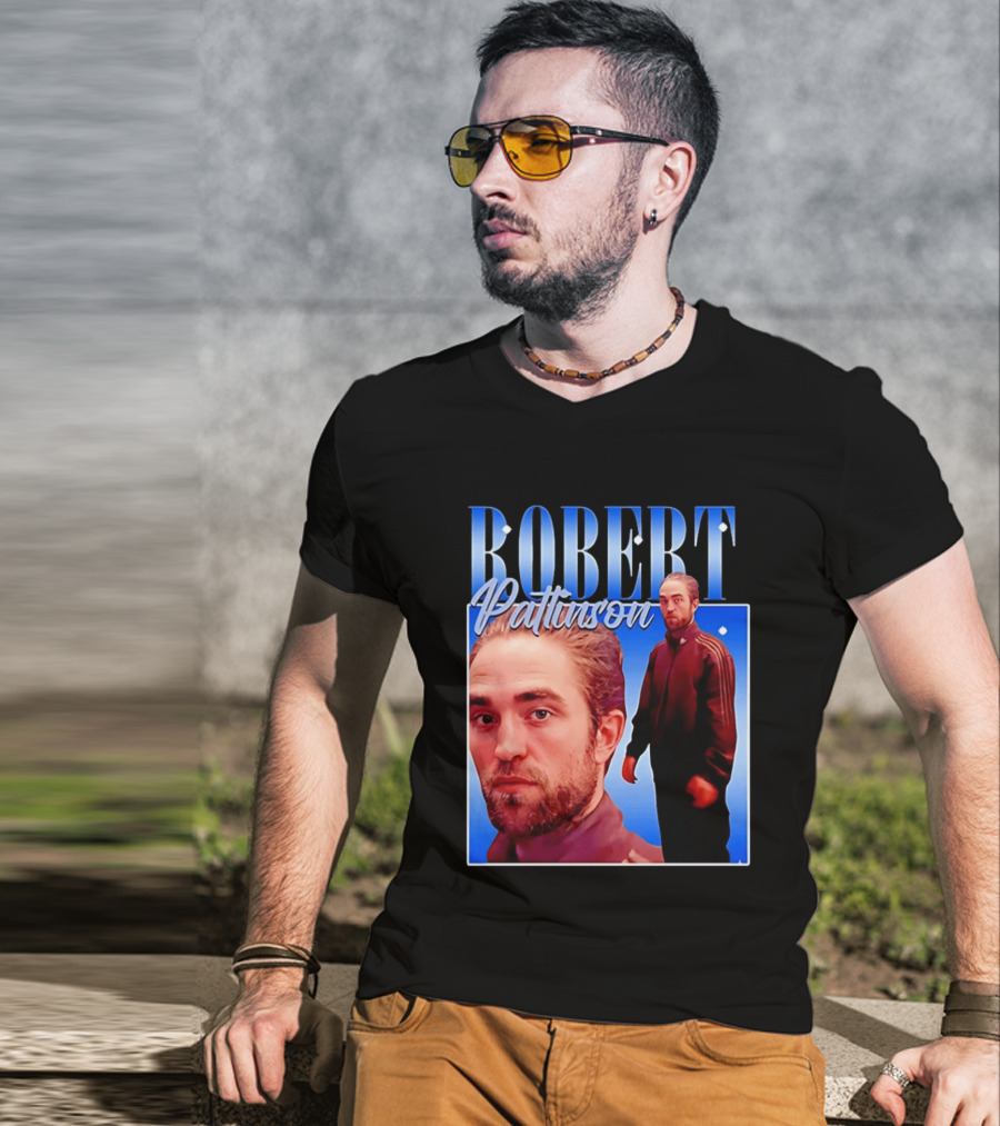 Robert Pattinson Standing Meme Blue Adidas Tracksuit T-Shirt